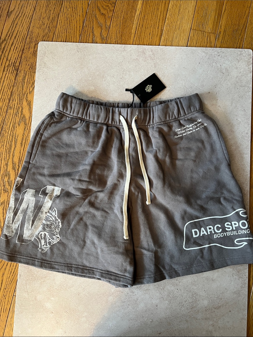 Darc Sport Men's Riders Oversized Post Lounge Sweat Shorts Pale Gray.